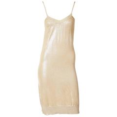 Martin Margiela for Hermes Shimmery Gold Knit Slip Dress