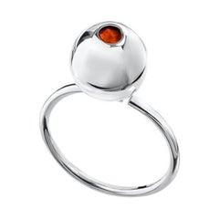 Ring with big sphere and amber silver M