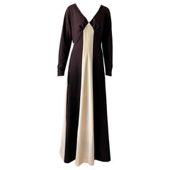 Vintage 1970S 2 TONE Panelled Maxi Dress