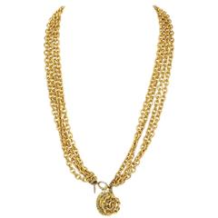 Chanel Vintage '90s Multi-Strand Goldtone Chainlink Charm Necklace
