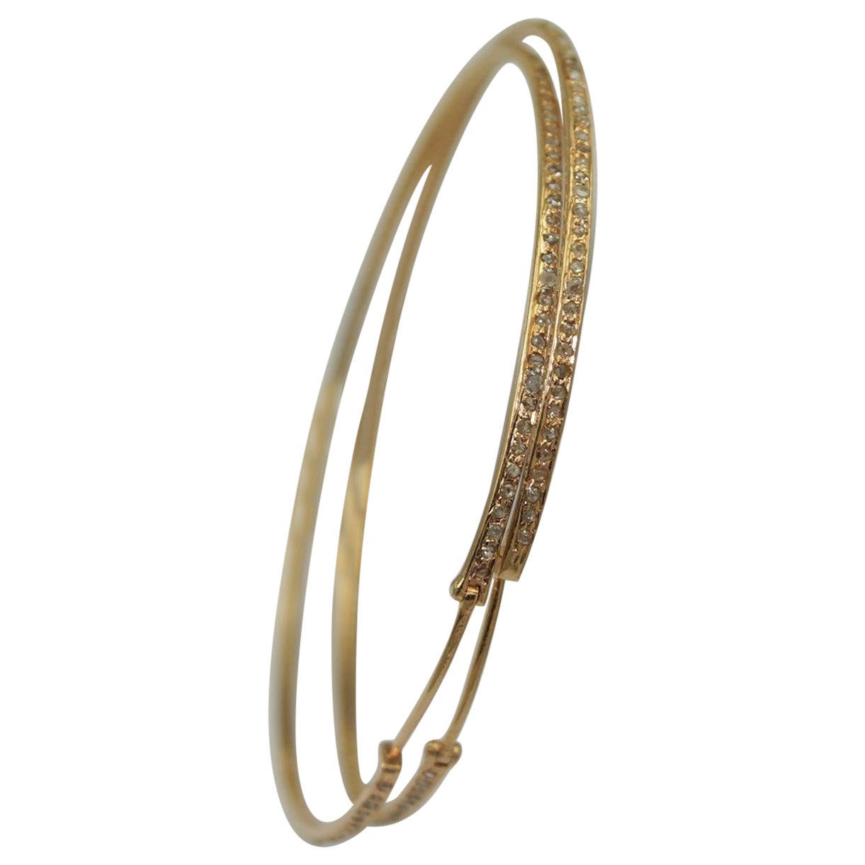 70mm pave diamonds yellow gold plated sterling silver hoops earrings For Sale