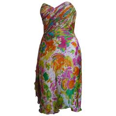 1980s Diane Freis Strapless Silk Dress (6 US) 7