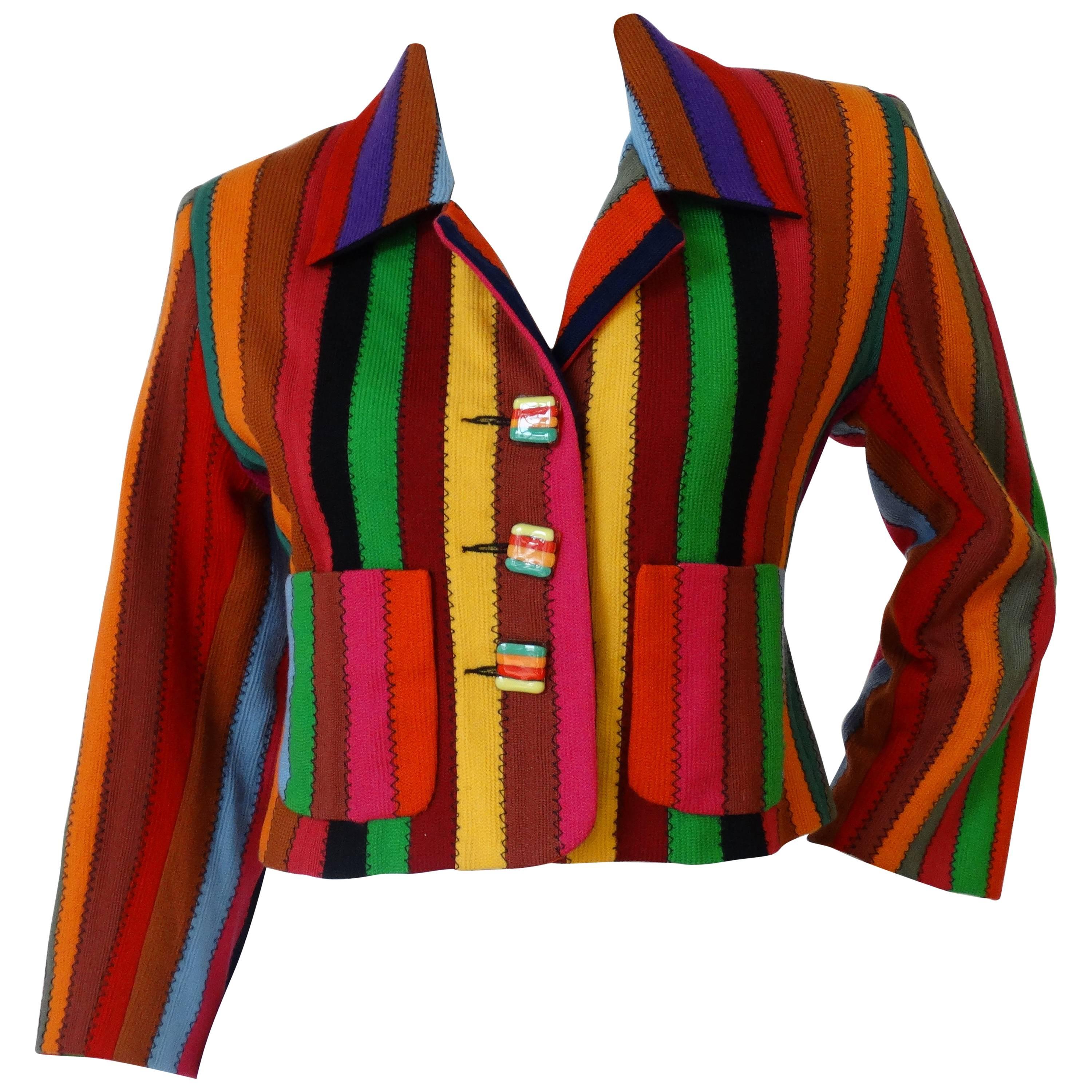 1990s Todd Oldham "Rainbow" Striped Cropped Jacket 