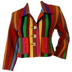 Vintage 1990s Todd Oldham "Rainbow" Striped Cropped Jacket 