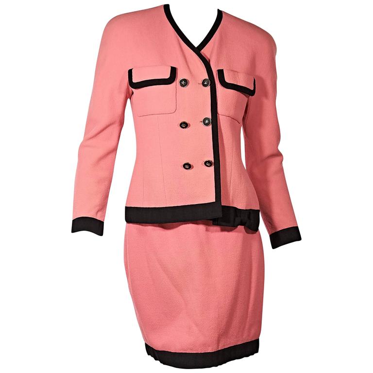Bright Pink Vintage Chanel Skirt Suit Set