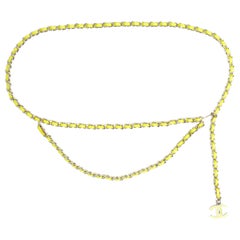 2004 Chanel Ceinture T80 Amarillo Plata Cinturón Delgado 32in Nuevo
