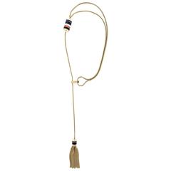 Lanvin NEW Runway Gold Long Lariat Charm Evening Necklace in Box 