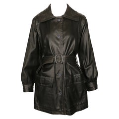 1983 YVES SAINT LAURENT dark grey leather runway jacket