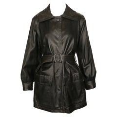 Vintage 1983 YVES SAINT LAURENT dark grey leather runway jacket