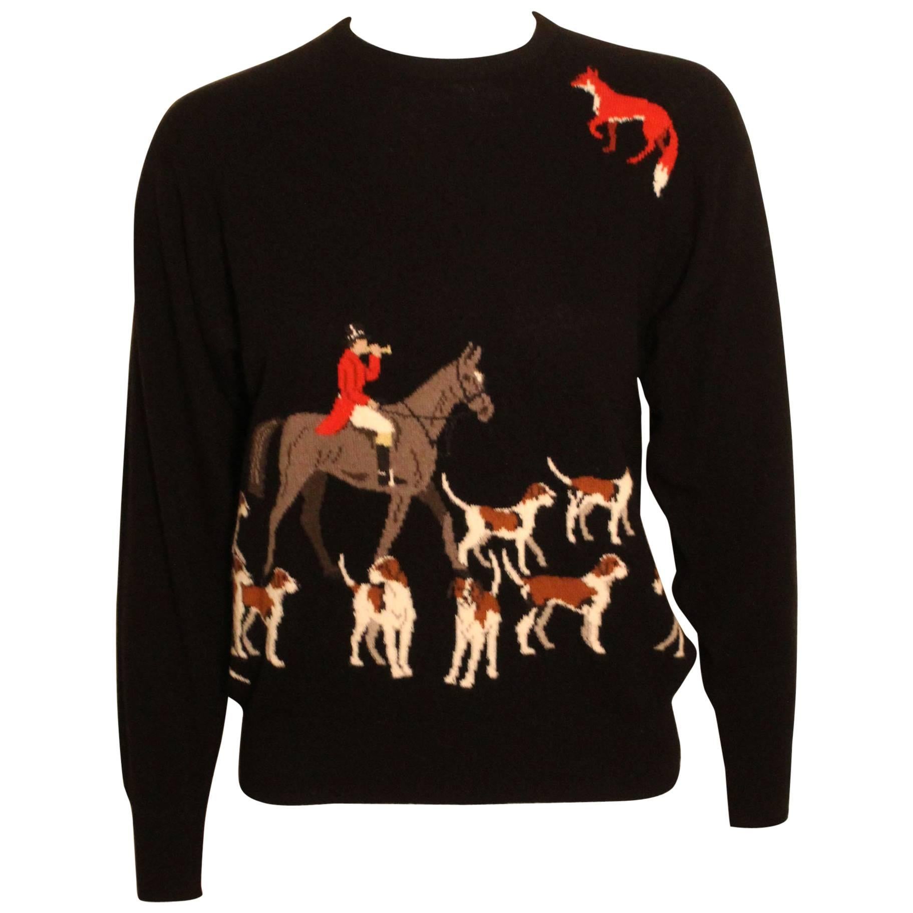 Vintage Ballantyne Cashmere Fox Hunt Sweater