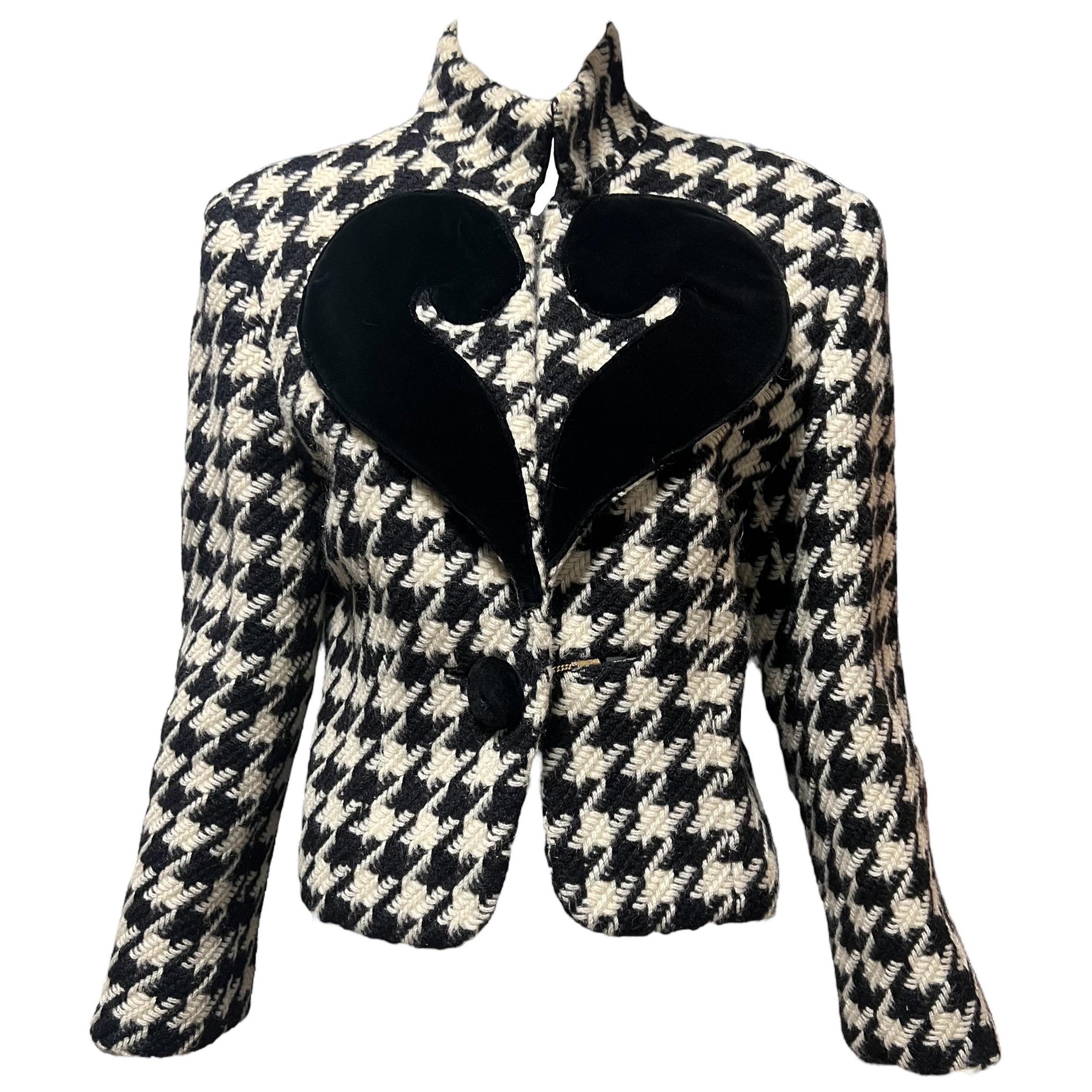 Moschino Cheap & Chic Houndstooth Question Mark Jacket For Sale