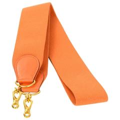 Hermes Orange Canvas & Leather Bag Strap for Kelly