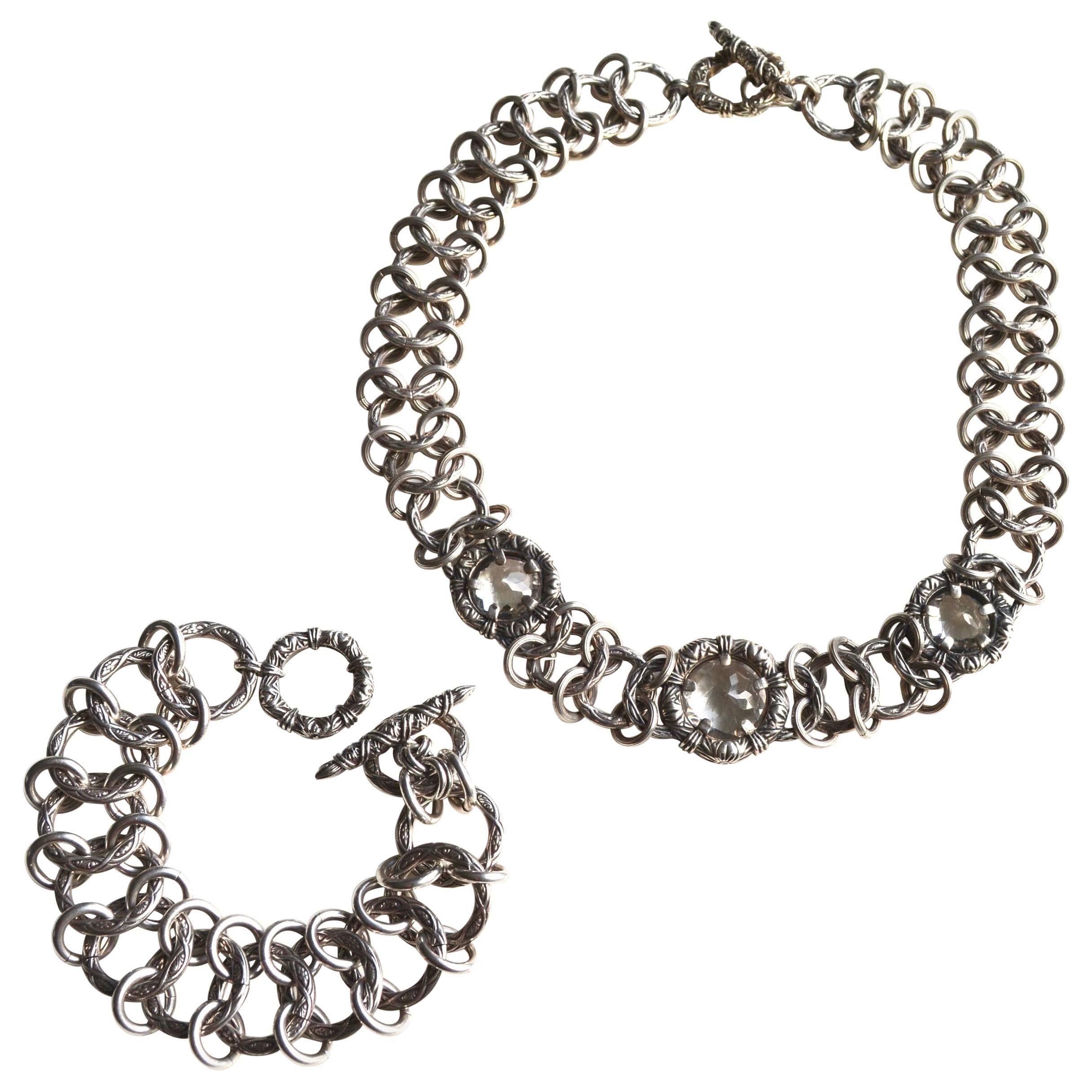 Stephen Dweck Crystal and Sterling Necklace  For Sale