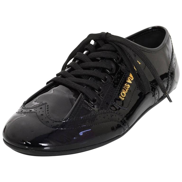 Louis Vuitton Black Patent Leather Sneakers sz IT 37 For Sale at 1stdibs