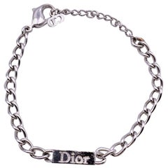 Christian Dior Silber Metallkette Glieder-Logo-Armband