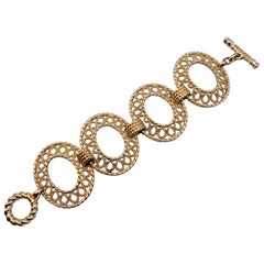 Christian Dior Vintage Gold Metal Oval Ring Bracelet