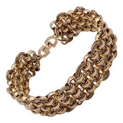Christian Dior Vintage Gold Metal 3 Row Rolo Chain Bracelet