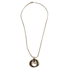 Christian Dior Vintage Gold Metal Logo Dangling Letters Necklace