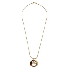 Christian Dior Vintage Gold Metal Logo Dangling Letters Necklace