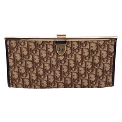 Christian Dior - Pochette in tela marrone obliqua con monogramma - Vintage Dior