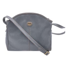 Gucci Vintage Grey Leather Messenger Crossbody Shoulder Bag
