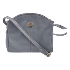 Gucci Vintage Graue Messenger Umhängetasche aus Leder im Vintage-Stil