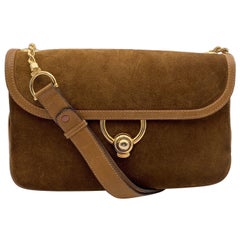 Gucci Vintage Light Brown Suede and Leather Flap Umhängetasche