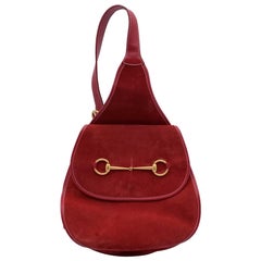 Gucci Vintage Red Suede Horsebit Backpack Sling Shoulder Bag