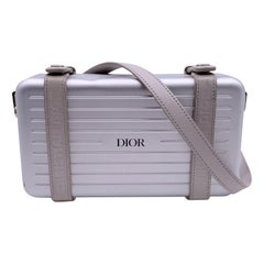 Dior x Rimowa Silver Metal Personal Clutch On Strap Crossbody Bag