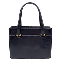 Gucci Vintage Negro Cuero Asas Bolso Bolso Satchel