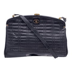 Emilio Pucci Vintage Black Quilted Leather Framed Shoulder Bag