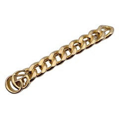 Used Gucci Gold Metal GG Logo Chain Hair Clip Barrette with Box