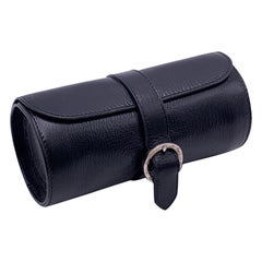 Bvlgari Bulgari Black Leather Watch Roll Holder Travel Case