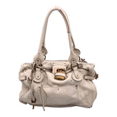 Chloe Beige Off White Leather Large Paddington Bag Tote Satchel