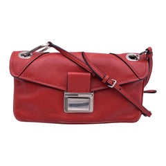 Used Miu Miu Red Nappa Leather Mini Flap Shoulder Bag RR1926
