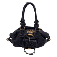 Chloe Anthrazitfarbene Paddington Tasche Satchel Handtasche aus Leder mit Fronttasche