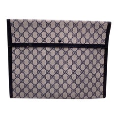 Gucci Used Blue Monogram Portfolio Document Holder Clutch