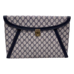 Gucci Used Blue Monogram Canvas Unisex Portfolio Document Holder