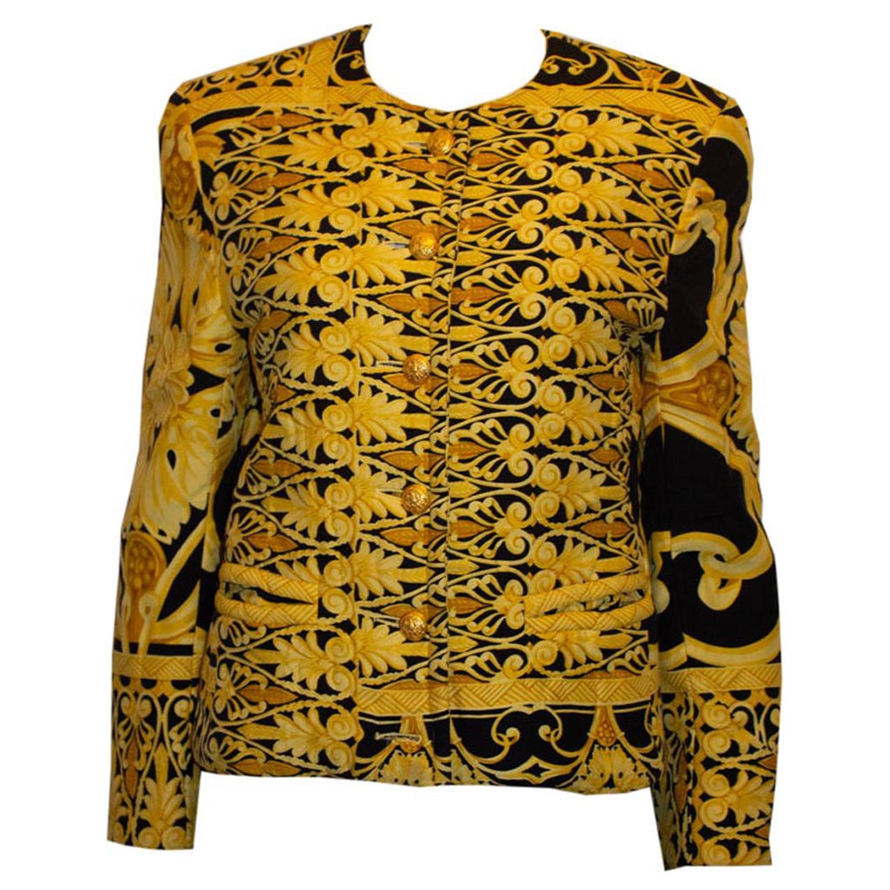 Vintage Mondi , Amarillo y Negro  Chaqueta estilo Versace en venta