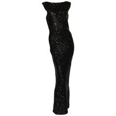 Gene Shelly Boutique Internationale Black Evening Gown with Beads Sequins 60s M 11