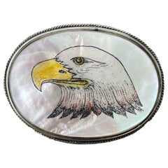 Vintage 1970s Sterling Silver Bald Eagle Belt Buckle