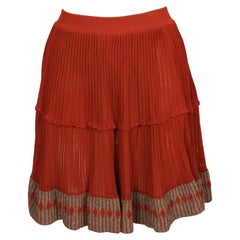 1990's AZZEDINE ALAIA cinnamon semi sheer skirt with contrasting trim