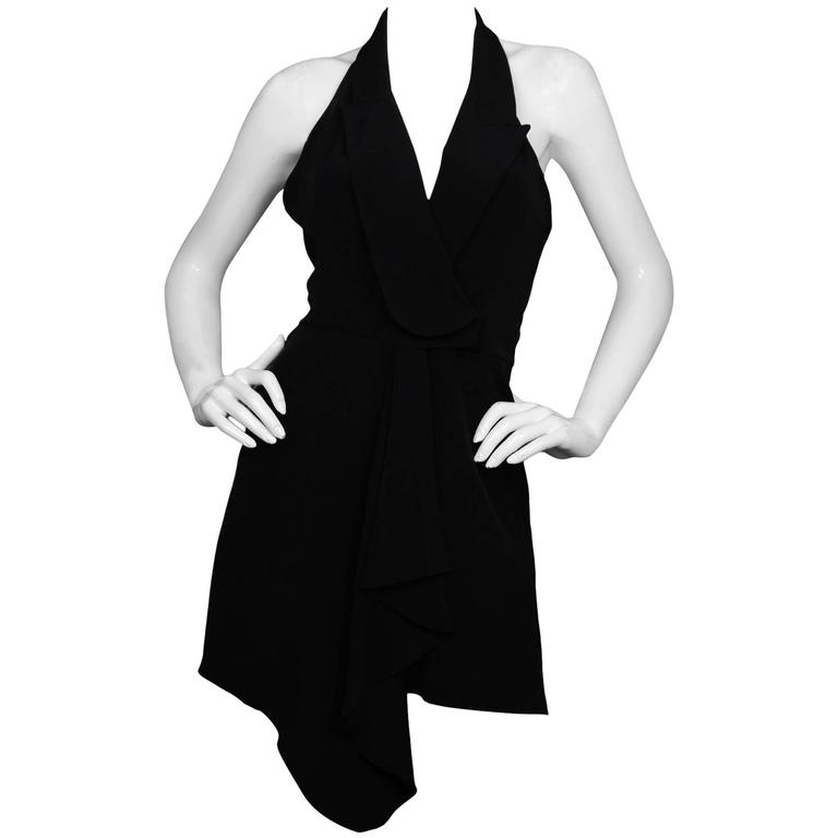 Alexander Wang Black Silk Tuxedo Wrap Dress sz US 2 For Sale at 1stDibs