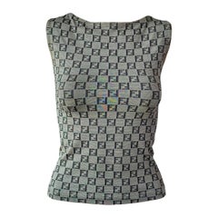 Fendi Vintage Zucca Logo Monogramm Print Crop Top