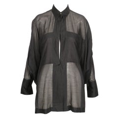 Camicia anni '80 in cotone trasparente AZZEDINE ALAIA con tasche applicate