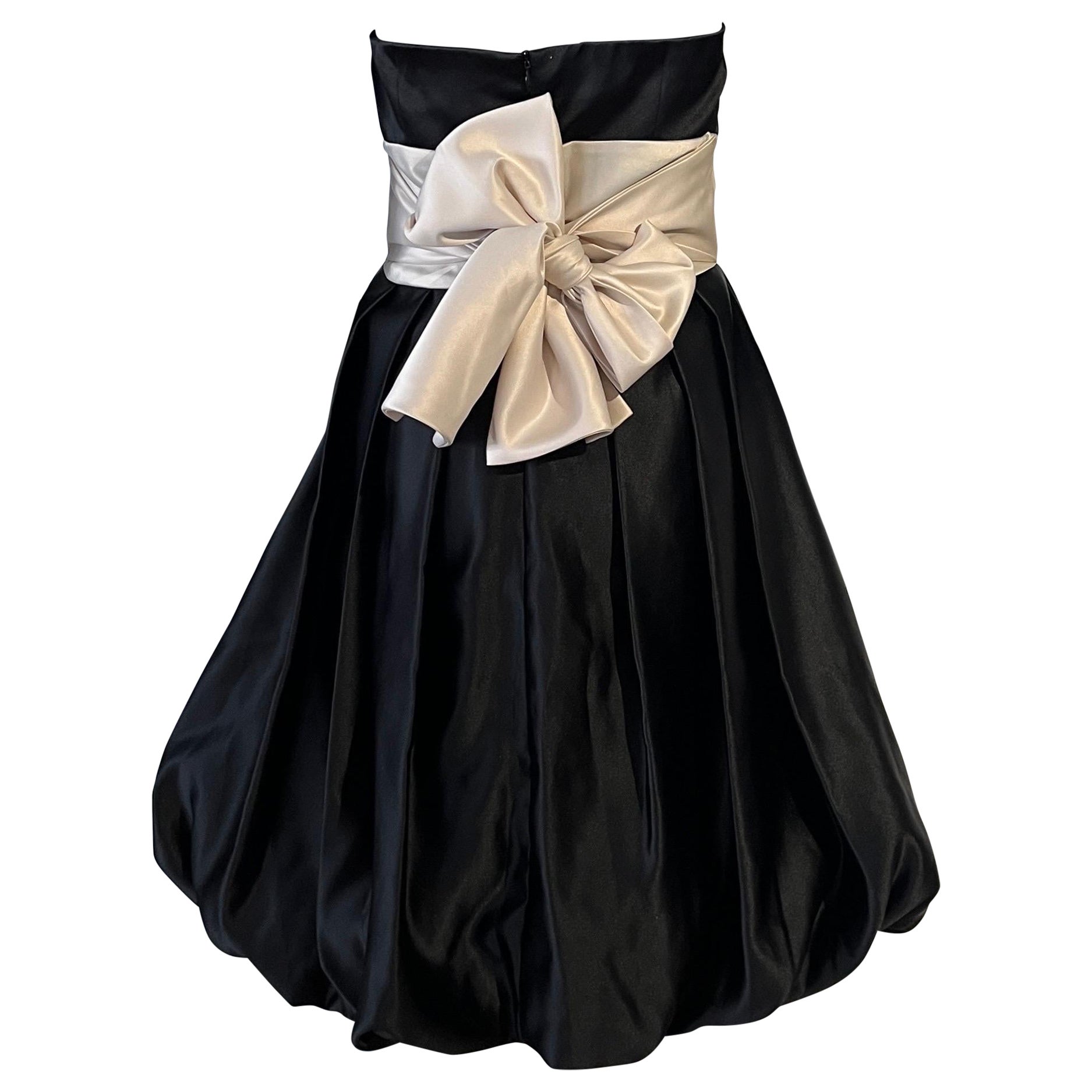 1990s Silk Party Dress with Bow and Bubble Hemline For Sale
