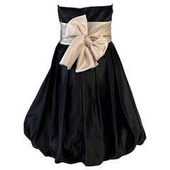 1990s Silk Party Dress with Bow and Bubble Hemline