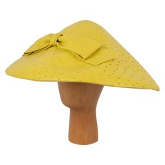 Vintage Nina Ricci Yellow Ostrich Leather Hat