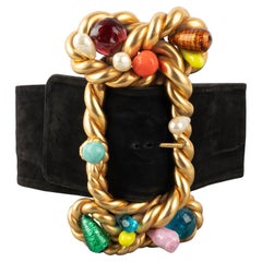 Cintura Chanel Cintura in pelle nera, 1990/1991