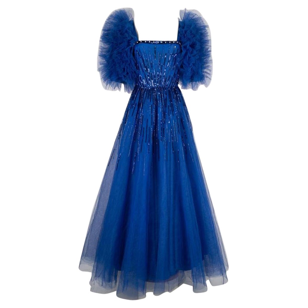 Louis Feraud Maxi Dress with Blue Sequins (Robe longue avec paillettes bleues)